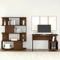 Latitude Run® Kathy Ireland® Home By Bush Furniture Madison Avenue 48W Writing Desk With Etagere Bookcase In Modern Grey