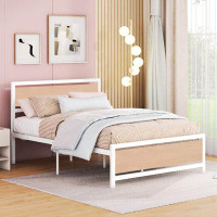 Ebern Designs Platform Bed, Metal and Wood Bed Frame with Headboard and Footboard