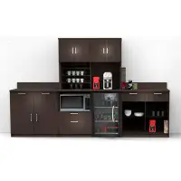 Breaktime Buffet Sideboard Kitchen Break Room Lunch Coffee Kitchenette Cabinets 4 Pc Espresso – Factory Assembled (Furni