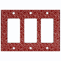 WorldAcc Metal Light Switch Plate Outlet Cover (Coffee Beans Maroon White - Triple Rocker)