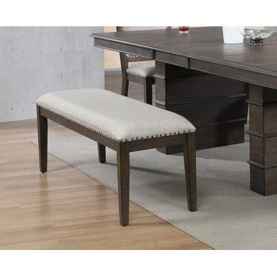 Wildon Home® Cali Grey And Brown Dining Bench With Upholstered Seat And Nailheads 19 In. X 50 In. X 16 In. in Couches & Futons