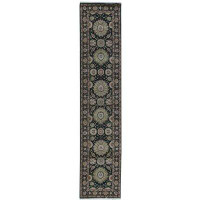Bokara Rug Co., Inc. Hand-Knotted High-Quality Green and Ivory Runner