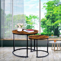 17 Stories YSSOA Coffee 2 In 1 Sofa Side Round Nest Tables