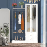 Wade Logan 73.3'' H 2 - Glass Door Wardrobe Armoire With 2 Drawers