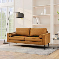 17 Stories 79"Mid-Century Modern Couch With High-Tech Fabric Surface/ Upholstered Cushions/Pillows