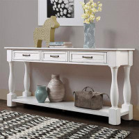 Darby Home Co 63Inch Long Wood Console Table With 3 Drawers And 1 Bottom Shelf For Entryway Hallway Easy Assembly Extra-
