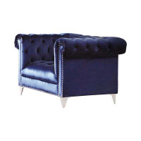 Rosdorf Park Kuo Blue Tufted Tuxedo Arm Chair