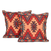 Bungalow Rose Bungalow Rose Handmade Desert Wind Chain Stitched Cotton Cushion Covers (Pair)