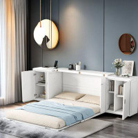 Latitude Run® Ihab Murphy bed with USB Ports and Two Side Cabinets