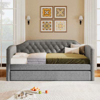 Tusuton Twin Size Upholstered Daybed with Trundle