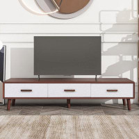 George Oliver Modern TV Stand With 3 Drawers Adorned With Embossed Patterns,Rectangle Entertainment Center With Ample St
