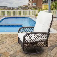 Winston Porter Outdoor Resin Wicker Swivel Chair with Cushions