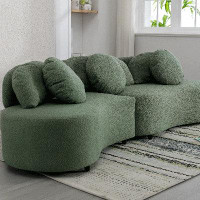 Latitude Run® 103.9" Modern Sherpa Upholstered Sofa, Green