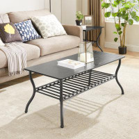 Winston Porter Modern Style 3-Piece Coffee Table Set Rectangle Coffee Table With 2 Square End Side Table Retro Design Co