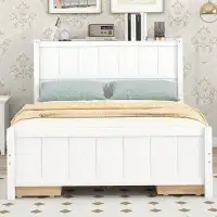 Red Barrel Studio Full Size Platform Bed with Drawers and Storage Shelves