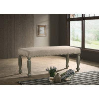Ophelia & Co. Remus Antique Grey Finish Upholstered Nailhead Bench