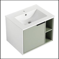 Ebern Designs 24'' Floating Wall-Mounted Bathroom Vanity with Ceramics Sink & Soft-Close Cabinet Door