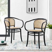 Modway Wood Dining Armchair Set Of 2 In Black