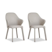 WONERD 33.86" Light Grey Solid back side Chair(Set of 2)