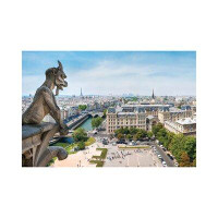 East Urban Home View From Top Of The Notre Dame Cathedral With It's Iconic Gargoyle Statues, Paris, France