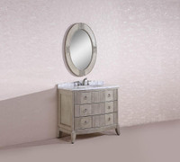 41" Solid Wood Antique Gray Bathroom Vanity with White/Grey Granite Top