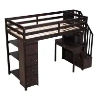 Harriet Bee Twin Size Loft Bed With Storage Drawers