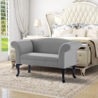 Charlton Home Cromedia 35" Wide Modern Style Upholstered Loveseat Settee, Curved Back Roll Arm Sofa, Bedroom , Small Spa