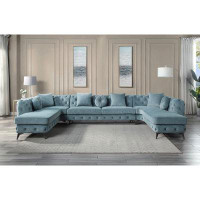 Orren Ellis ACME Atronia Sectional Sofa With 7 Pillows In Deep Green