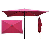 Arlmont & Co. Issobella 120'' x 6.5'' Rectangular Lighted Market Umbrella