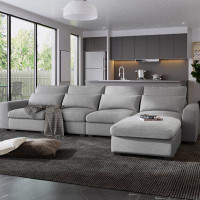 Farm on table L-Shape Sectional Sofa, Convertible Sofa Couch with Reversible Chaise