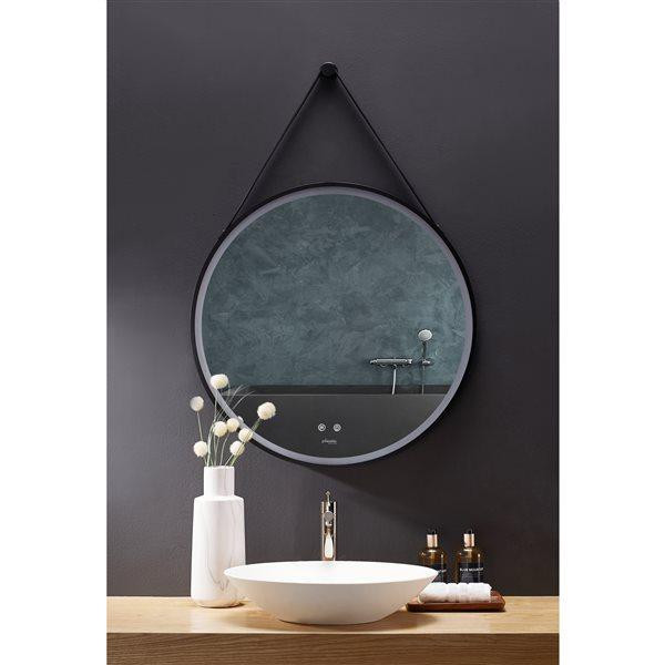 Ancerre Designs Sangle 24 or 30 inch LED Lighted Fog Free Round Bathroom Mirror in Floors & Walls - Image 2