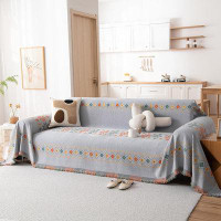 Rosalind Wheeler Grey Jacquard Couch Cover Boho Geometric Couch Cover L Shape Cat Dog Resistant Couch Covers For 3 Cushi