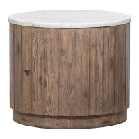 Fairfield Chair Arcadian Genuine Marble Drum End Table with Storage