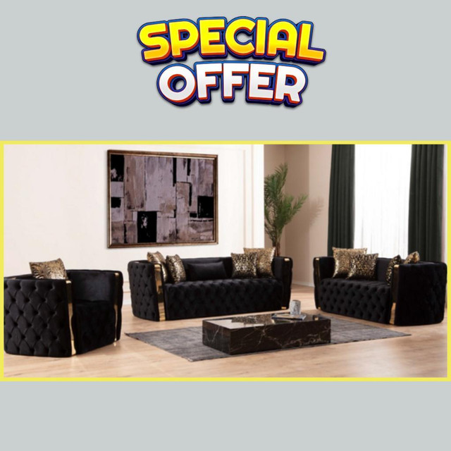 Black Sofa Set on Special Price !! Brampton Sale !! in Couches & Futons in City of Toronto - Image 2