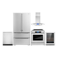 Cosmo 5 Piece Kitchen Package with French Door Refrigerator & 29.8" Freestanding Electric Range