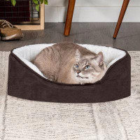 FurHaven Faux Sherpa & Suede Oval Dog Bed