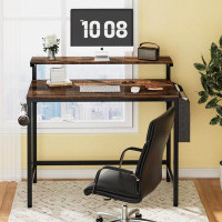 Trent Austin Design Oubre Office Desk with Adjustable Monitor Shelf and Storage Bag
