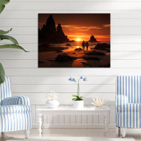 Rosecliff Heights Beach Silhouettes Sunset III - Beach Metal Wall Art Living Room