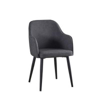 ERF, Inc. Indoor Steel Armchair With Grey Vinyl Seats And Black Legs
