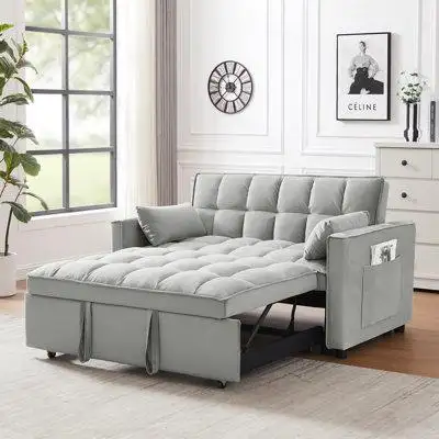 Pull the included handle and it slides out on the roller making it easy to convert the love sofa int...