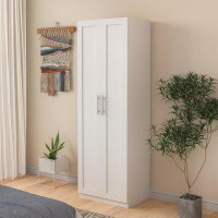 Millwood Pines High Wardrobe and Wood kitchen Storage Cabinet with 2 Doors and 3 Partitions