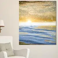 Made in Canada - Design Art 'Sunset Over the Sea with Snow' Graphic Art on Wrapped Canvas