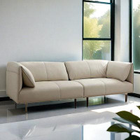 ULTORU 94.49" Beige Genuine Leather Modular Sofa cushion couch