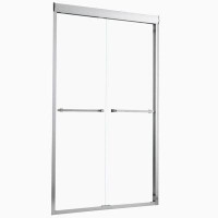 KISRAIS Shower Door 48" W X 76"H Semi-Frameless Bypass Sliding Shower Enclosure, Brushed Nickel