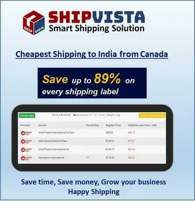 ShipVista provides the cheapest shipping rates from Canada to India. Whether you are an individual s...