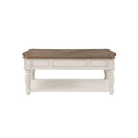 January Furniture Acme Florian Coffee Table W/lift Top In Oak & Antique White Finish Lv01662