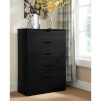 Ebern Designs Modern Black Five Drawer Clothes And Storage Chest Cabinet With Metal Drawer Glides