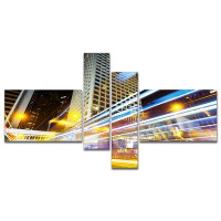 Made in Canada - East Urban Home 'Urban City Traffic Trails' Graphic Art Print Multi-Piece Image on Canvas