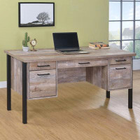 Loon Peak Jannita 4-drawer Office Desk Weathered Oak