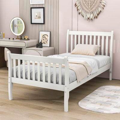 Red Barrel Studio Twin Size Wood Platform Bed with Headboard and Footboard in Beds & Mattresses